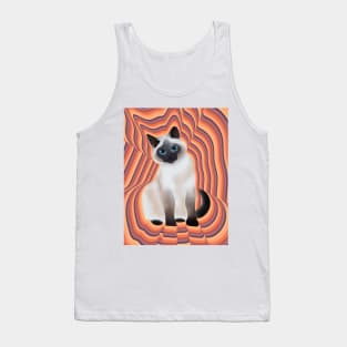 Siamese cat with a firey background Tank Top